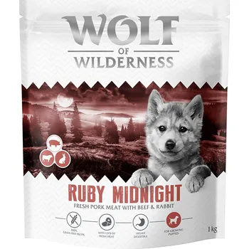 Krmivo pro psa 1kg Wolf of Wilderness Junior "Ruby Midnight" hovězí a králík - bez obilovin granule pro psy
