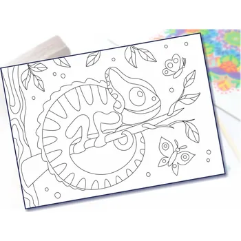 Radost v písku Šablona na pískování chameleon na větvi Varianta: A5 (148 x 210 mm)