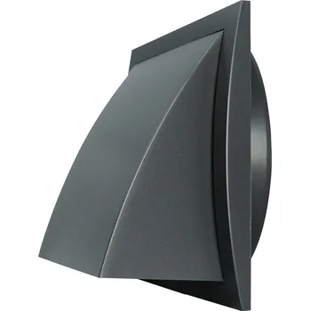 Větrací mřížka Europlast (Lotyšsko) Hranatá protidešťová mřížka s klapkou Barva: Antracitová, Průměr [mm]: Ø 125 / 190x190 Ø 100 / Ø 125 / Ø 150