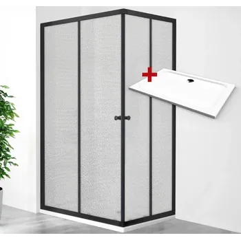 POINT BLACK ROCKY 100x90 Grape Obdélníkový sprchový kout s mramorovou vaničkou