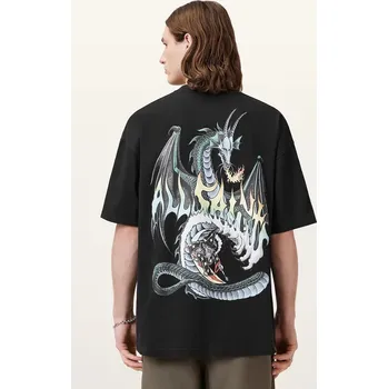 Pánské tričko Bavlněné tričko AllSaints DRAGON pánské, černá barva, s potiskem, M036PC 99X, vel. XXL