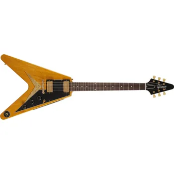 Elektrická kytara Gibson Custom Shop 1958 Korina Flying V Black Pickguard Natural + prodloužená záruka 3 roky