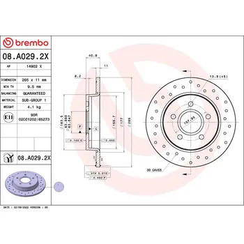 Brzdový kotouč Brzdový kotouč BREMBO 08.A029.2X