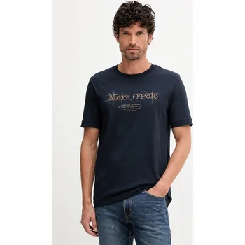 Pánské tričko Bavlněné tričko Marc O'Polo pánské, tmavomodrá barva, s potiskem, 528230551196 59X, vel. L