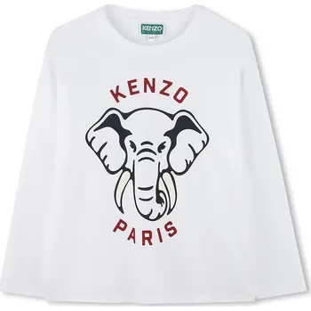 Dětské bavlněné tričko s dlouhým rukávem Kenzo Kids bílá barva, s potiskem, K61493 K61493.86.108 00X, vel. 86