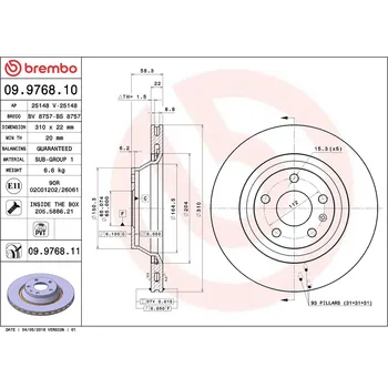 Brzdový kotouč Brzdový kotouč BREMBO 09.9768.11