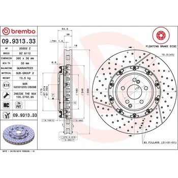 Brzdový kotouč Brzdový kotouč BREMBO 09.9313.33