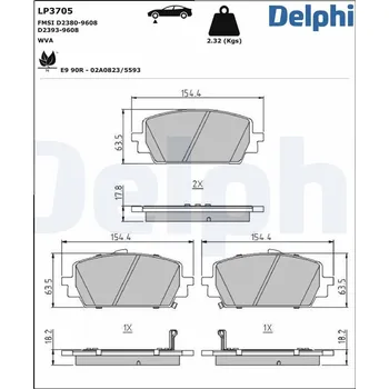 Brzdová destička Sada brzdových destiček, kotoučová brzda DELPHI LP3705