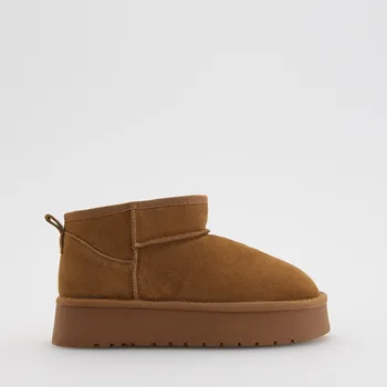 Reserved - Semišové sněhule - zlatavá hnědá - 908FE-82X - 908FE-82X-37