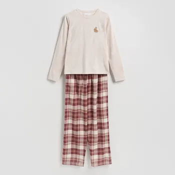 Dámské pyžamo Reserved - Dvoudílné pyžamo s výšivkou - růžová - 074EY-38X - 074EY-38X-XXL