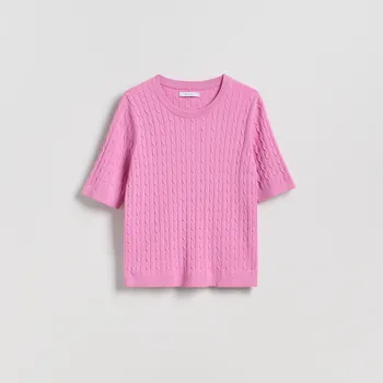 Dámský svetr Reserved - Svetr s ozdobným pletením - orchidejová - YT256-40X - YT256-40X-XXL