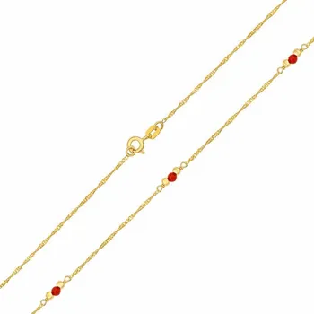 Řetízek Zlatý náhrdelník Singapur ze žlutého zlata se zlatými a červenými korálky - 1,2 mm varianta 50 cm FNN1141NGY-50 cm