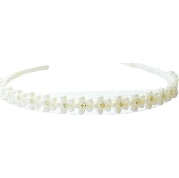 Čelenka Bono Bijou Dívčí čelenka s kytičkami a kamínky Barva: Bílá