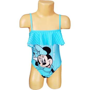 Dívčí plavky Eplusm Plavky MINNIE s volánem na hrudi jednodílné modré Barva: Modrá, Velikost: 116/122