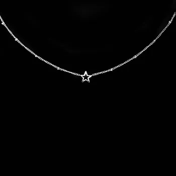Náhrdelník Jemný náhrdelník zdobený kuličkami z nerezové oceli s hvězdičkou č. 1721