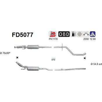 Filtr pevných částic Filtr sazových částic, výfukový systém AS, S.L. FD5077