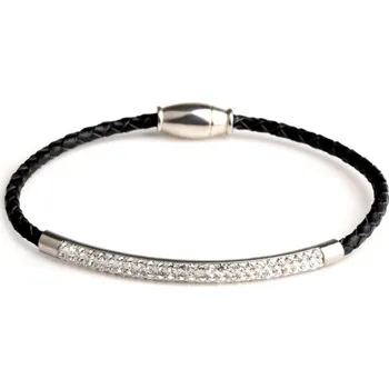 Náramek Pánský kožený náramek H432 černá 18 cm