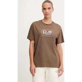 Pánské oblečení Bavlněné tričko P.E Nation Flux 253T092 hnědá 84X, vel. S