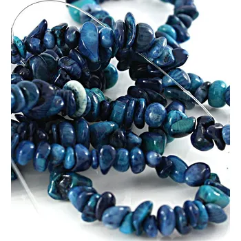 Materiál na výrobu šperku Modré minerály zlomky 3-9mm - 85cm - Návlek