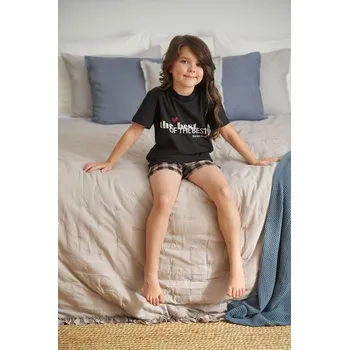 Dívčí pyžamo Dětské pyžamo Best černé s nápisem 134/140