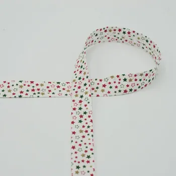 Textilní guma Strima Šikmý proužek s vánočním motivem, 18 mm - hvězdy, bílá