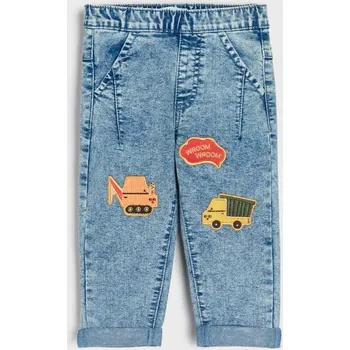 Dětská móda Sinsay - Džíny s nastavitelným pasem a ozdobnou výšivkou - modrá - 053EN-50J - 053EN-50J-74