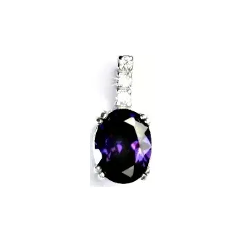 Šperk Stříbrný přívěsek , zirkony čiré a ametyst - VP 31 ( zirkon 8x6 mm)