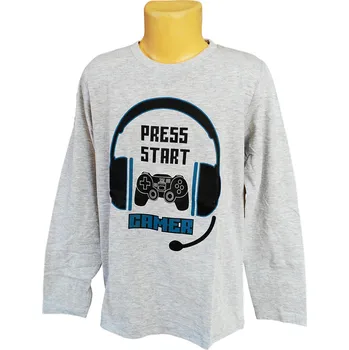 Fashion UK Chlapecké tričko PLAYSTATION dlouhý rukáv šedé Barva: Šedá, Velikost: 134