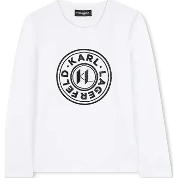 Dívčí tričko Dětské tričko s dlouhým rukávem Karl Lagerfeld Z30940.86.108 bílá 00X, vel. 94