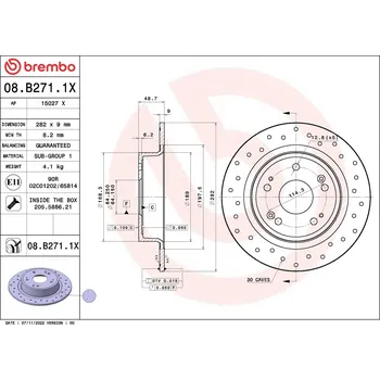 Autodíl Brzdový kotouč BREMBO 08.B271.1X