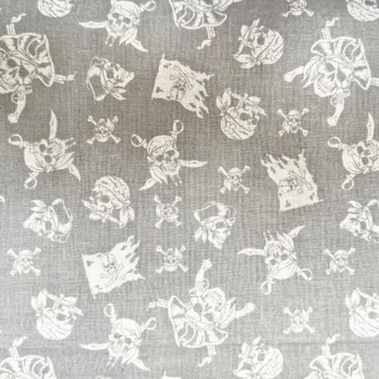 Rumitex Bavlněná látka, cena za 1 metr, šíře 160 cm, PIRÁTI ŠEDÍ