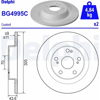 Brzdový kotouč Brzdový kotouč DELPHI BG4995C