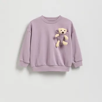 Dětská móda Reserved - Mikina s plyšovým medvídkem - světle fialová - 039FK-34X - 039FK-34X-86