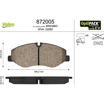 Brzdová destička Sada brzdových destiček, kotoučová brzda VALEO 872005