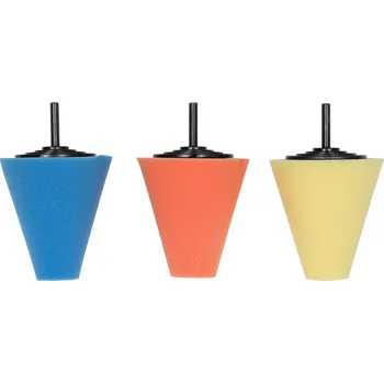 Lešticí kotouč YATO leštící sada pro ráfky 3ks, kónická tělíska 30-75mm, upínání stopka 6mm, YT-47945