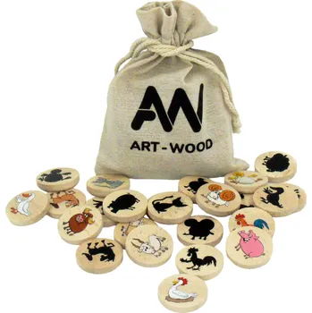 Dřevěná hračka art-wood.cz Dřevěné stínové pexeso 24 ks - zvířata na farmě