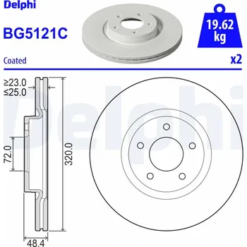 Brzdový kotouč Brzdový kotouč DELPHI BG5121C