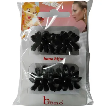 Bono Bijou Dívčí vlasová sada miniskřipců KVĚTINY 4 kusy Barva: Černá