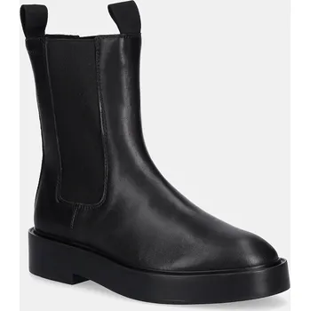 Dámská zimní obuv Kožené kotníkové boty Calvin Klein CONVATE WELT CHELSEA LTH dámské, černá barva, na plochém podpatku, YW0YW01905 99X, EUR 40