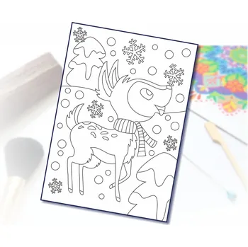 Radost v písku Šablona na pískování srnka v zimě Varianta: A5 (148 x 210 mm)