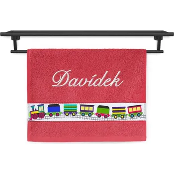 Dětský ručník se jménem NA PŘÁNÍ 30x50 Mašinky červené