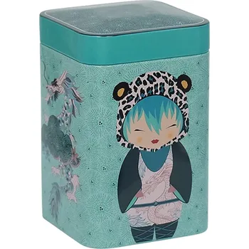 Dóza na potraviny EIGENART ANIMALS 200 g - čtvercová plechová dóza na čaj s dvojitým víčkem, motiv leoparda