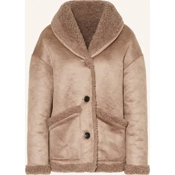 Dámský kabát Studio Ar Dámská Plyšová Bunda Mia V Koženém Vzhledu,...