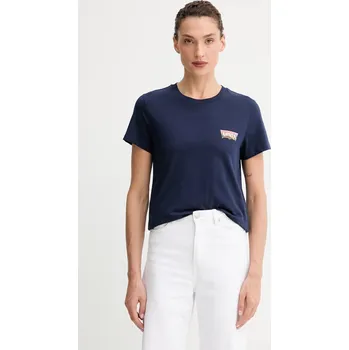 Dámské tričko Bavlněné tričko Levi's dámské, tmavomodrá barva, A2086 A2086.0397 59X, vel. M