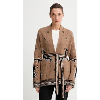 Dámský svetr Vlněný kardigan ZADIG&VOLTAIRE dámský, hnědá barva, KWCA01638 84X, vel. M/L