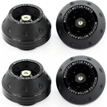 Motodoplněk 4 ks Univerzální sada ochranné kluzáky přední vidlice Ochrana kola a nápravy motocyklu Hliníková slitina Barevné chrániče pádu černá