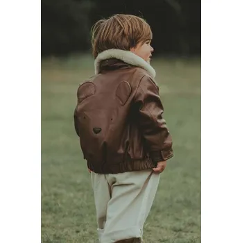 Chlapecká bunda Dětská kožená bomber bunda Donsje Yuki Leather Jacket Bear 4058502. hnědá 88X, vel. 110