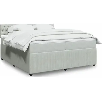 Nábytek vidaXL Box spring postel s matrací 200x200 cm samet [3290136] Barva: světle šedá