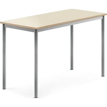 Jídelní stůl Stůl BORÅS, 1200x600x760 mm, stříbrné nohy, HPL deska, bříza