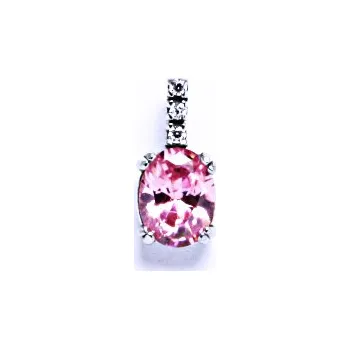 Šperk Stříbrný přívěsek , čiré zirkony a zirkon pink - VP 31 (růžový zirkon 8x6 mm)